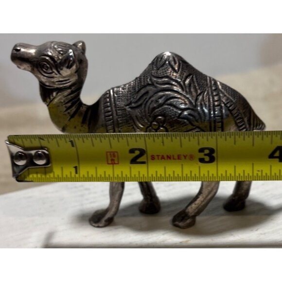 Decorative Silver Tone Brass Camel Figurine With Intricate Design 3.5" X 3" - Picture 6 of 7
